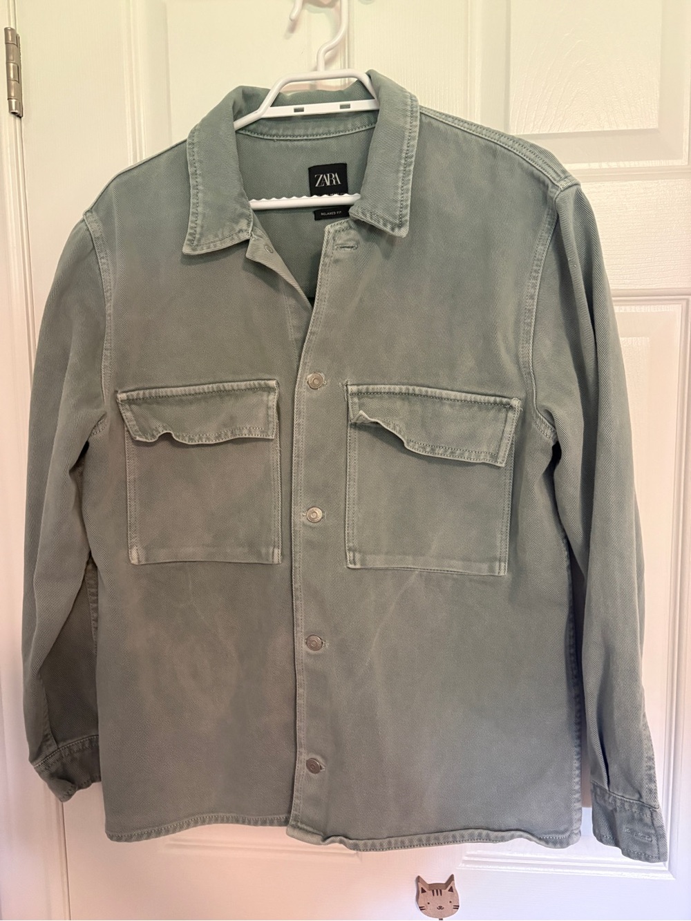 Zara Men's Light Sage Green Military Field Jacket